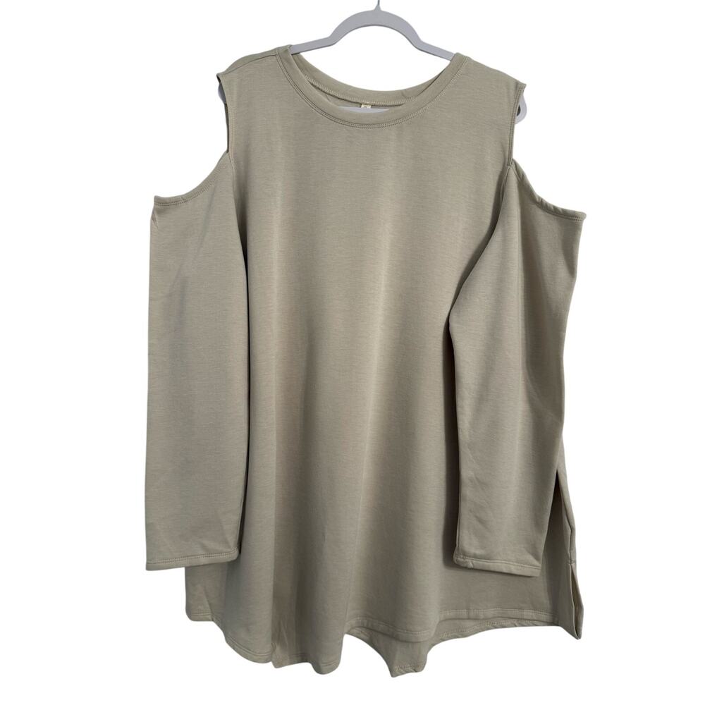 Ahh Dreams NWOT Cold Shoulder Asymmetric Tunic Sweatshirt Women's 3X Cozy Lounge